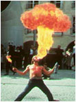 Firebreather demonstrating an excellerant-induced fireball.